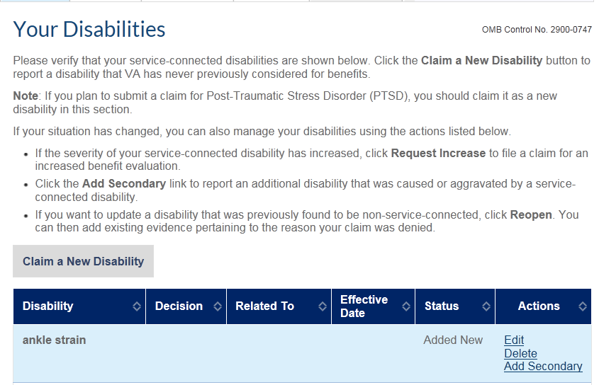 Va Benefits Chart 2018