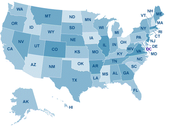 Map of the United States with Links to email addresses of Regional Loan Centers